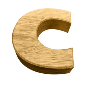 Holzbuchstabe-Eiche-Buchstabe-Zahl-gefraest-CNC-Massivholz-Wanddeko-Holz-Eichenholz-C