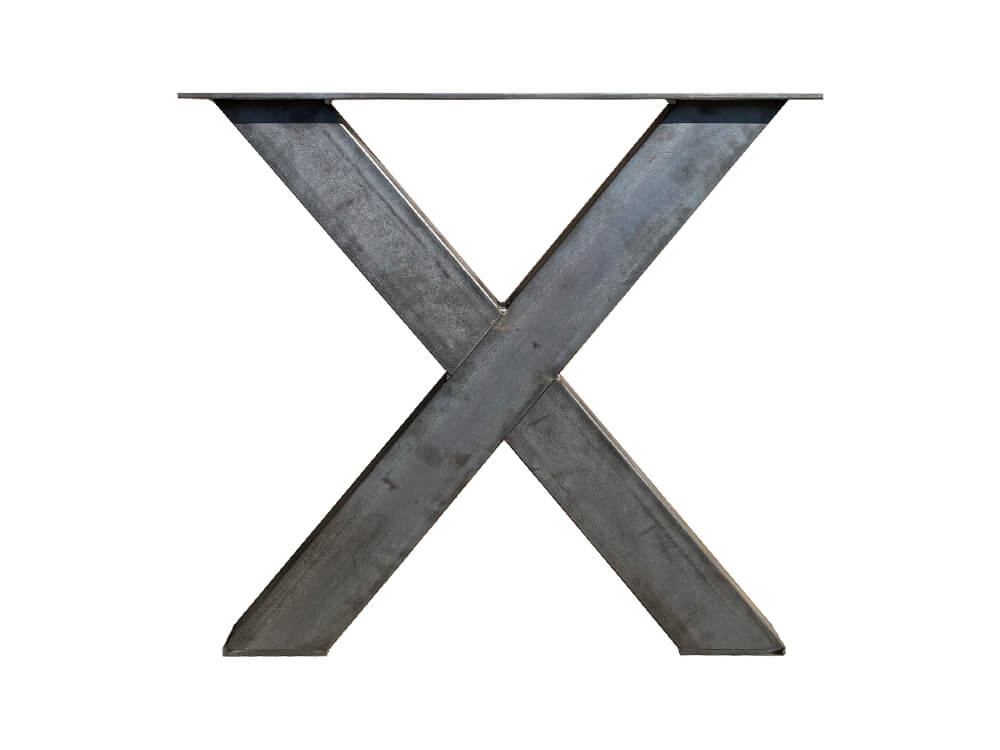 Tischbein-Tischkreuz-Tischgestell-Tischuntergestell-Rohstahl-Kreuze-X-Kufen-Holzplatte-Tischplatte-Esstisch-Massiv-Industrial-3