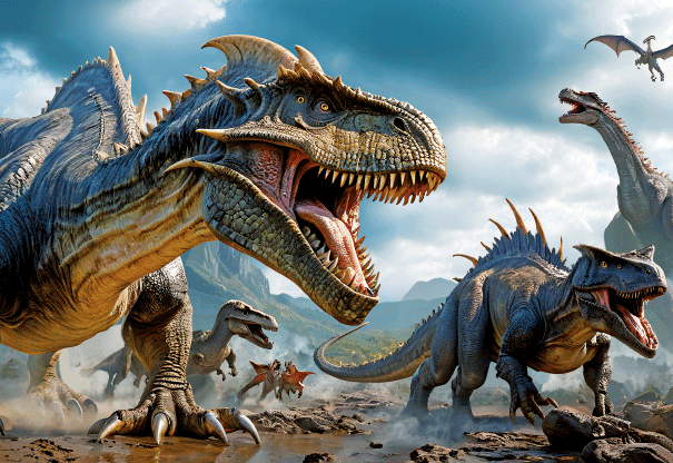 Heuer Postkarte 3D Dinosaurier-Gruppe 8063