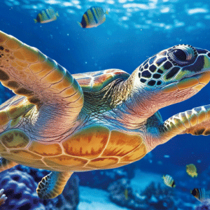 Heuer Postkarte 3D Meereschildkröte Unterwasser 8065